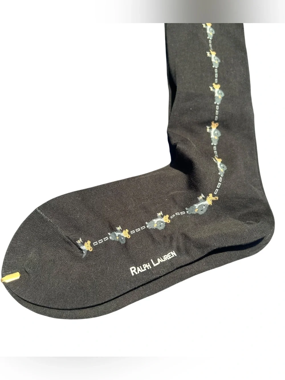 Ralph Lauren Vintage black Knee Socks with Polo Bear Motif NWT Old Money Preppy